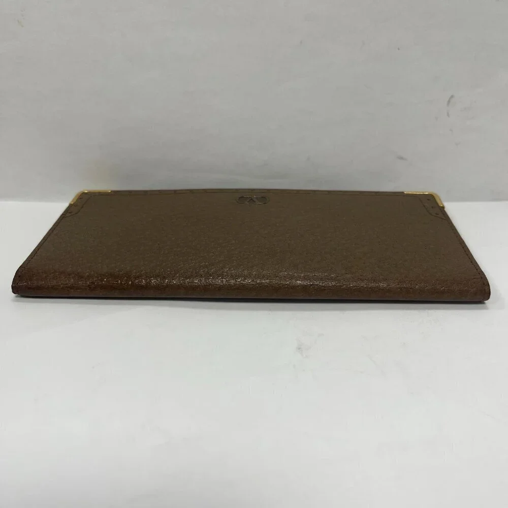 Valentino Garavani Brown Leather Slim Bifold Long Wallet - Preowned